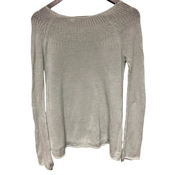 Anthropologie Moth Women's Sweater Linene Blend Mint Green Knit Size Small - Picture 3 of 8